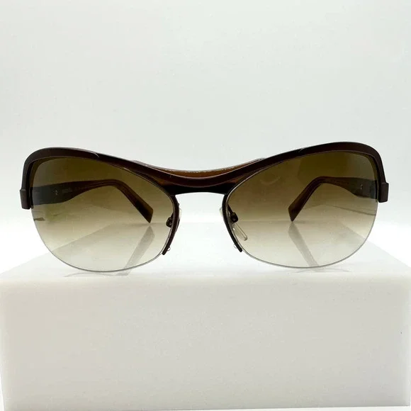 Mikli Wrap Sunglasses Womens Brown Amber Sport Shield‎ Designer Eyewear Alain Mikli | Accessories | Alain Mikli A684 No Lenses Brown  main image 2